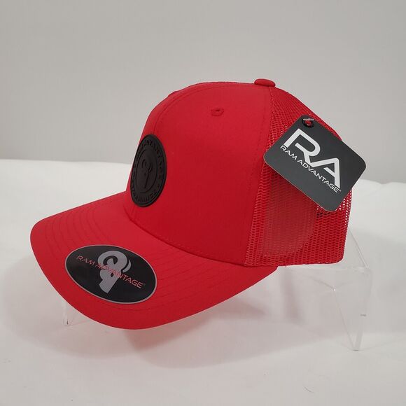 RAM ADVANTAGE Trucker Hat Snapback OSFM Red w/ Black PVC Patch Mid Profile NWT - Picture 7 of 12